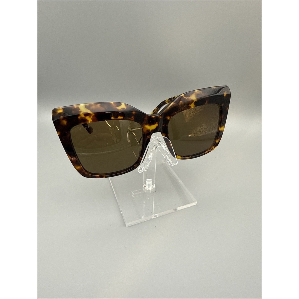 DIFF Sunglasses "VANIA" Thick Tortoise  Oversized Polarized GreenGradient Lenses